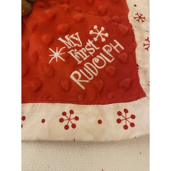 Rudolph Red Nosed Reindeer Lovey Rattle Security Blanket MY FIRST RUDOLPH 12x12 - Picture 2 of 10